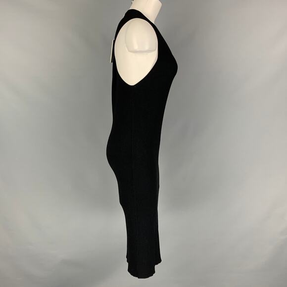 HELMUT LANG Size L Black Ribbed Twisted Back Tank Dress - Picture 2 of 7